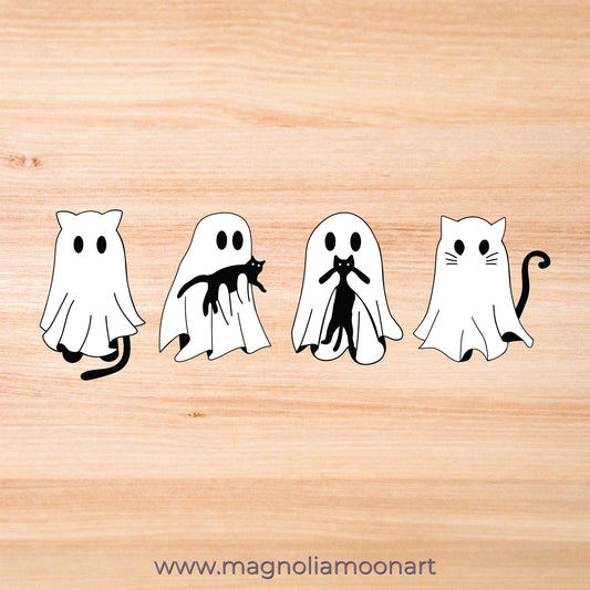 Halloween Ghost Cats SVG