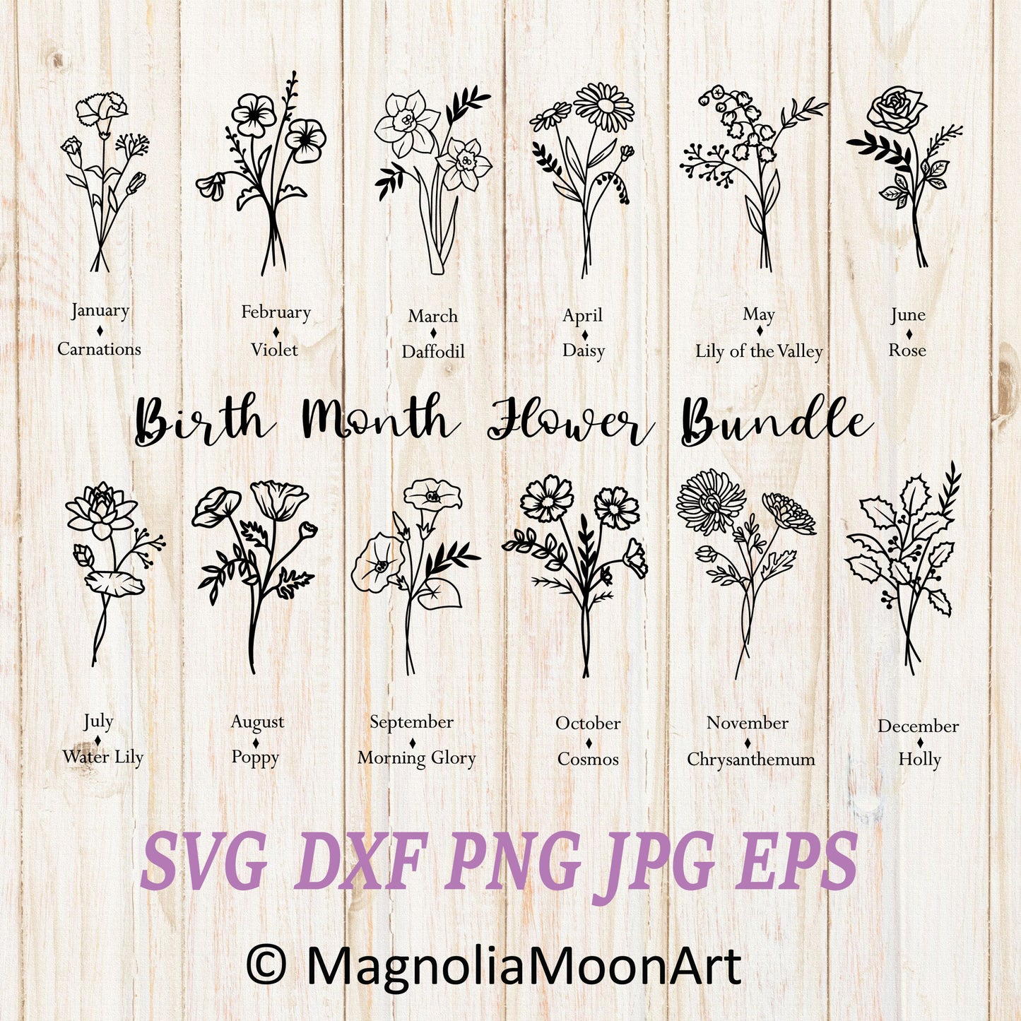 Birth Month Flower SVG