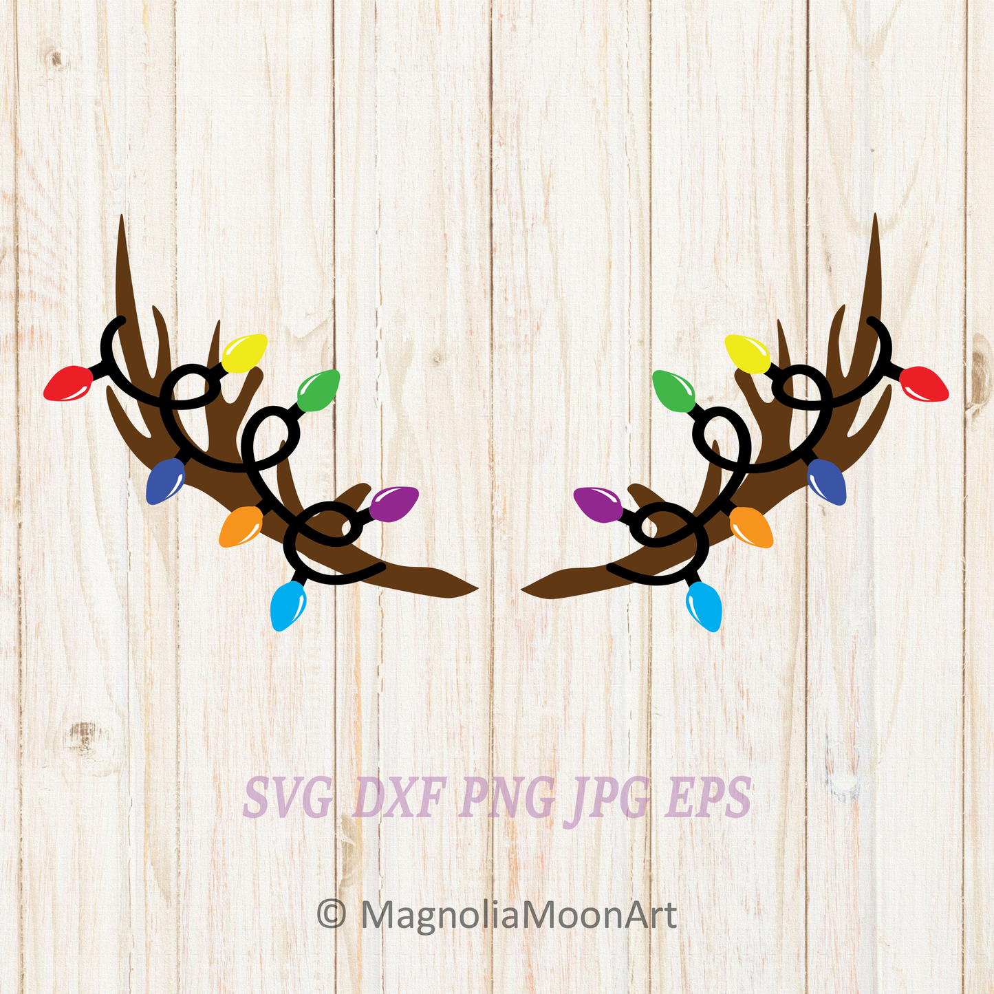 Deer Antlers with Christmas Lights SVG