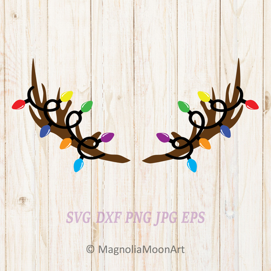 Deer Antlers with Christmas Lights SVG