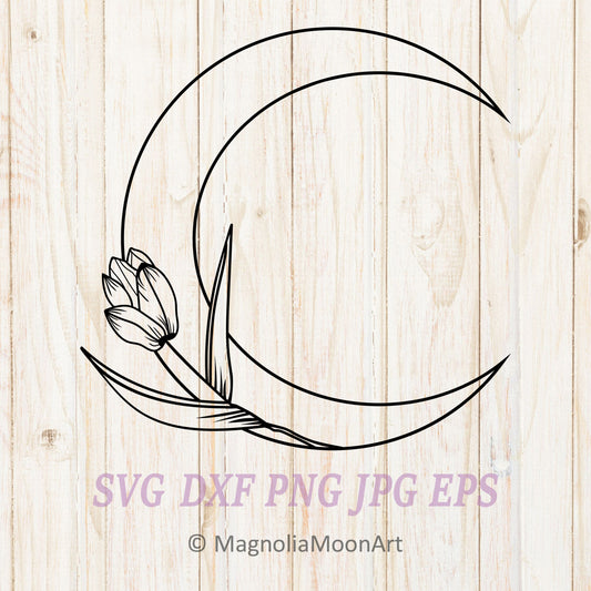 Floral Moon SVG