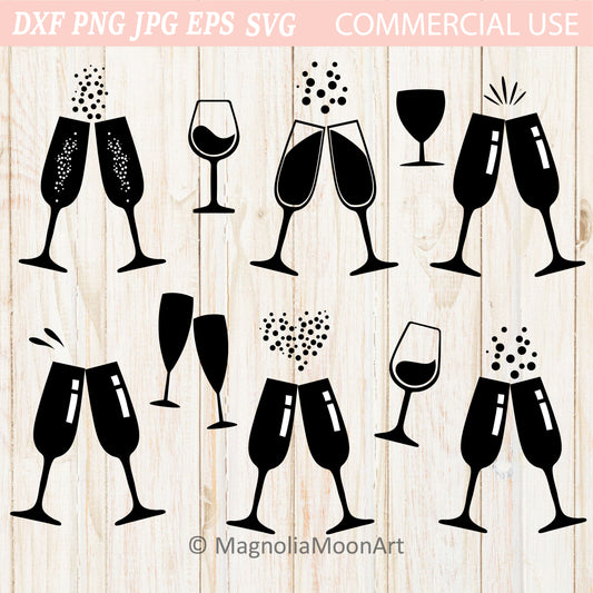 Champagne Glasses Bundle SVG