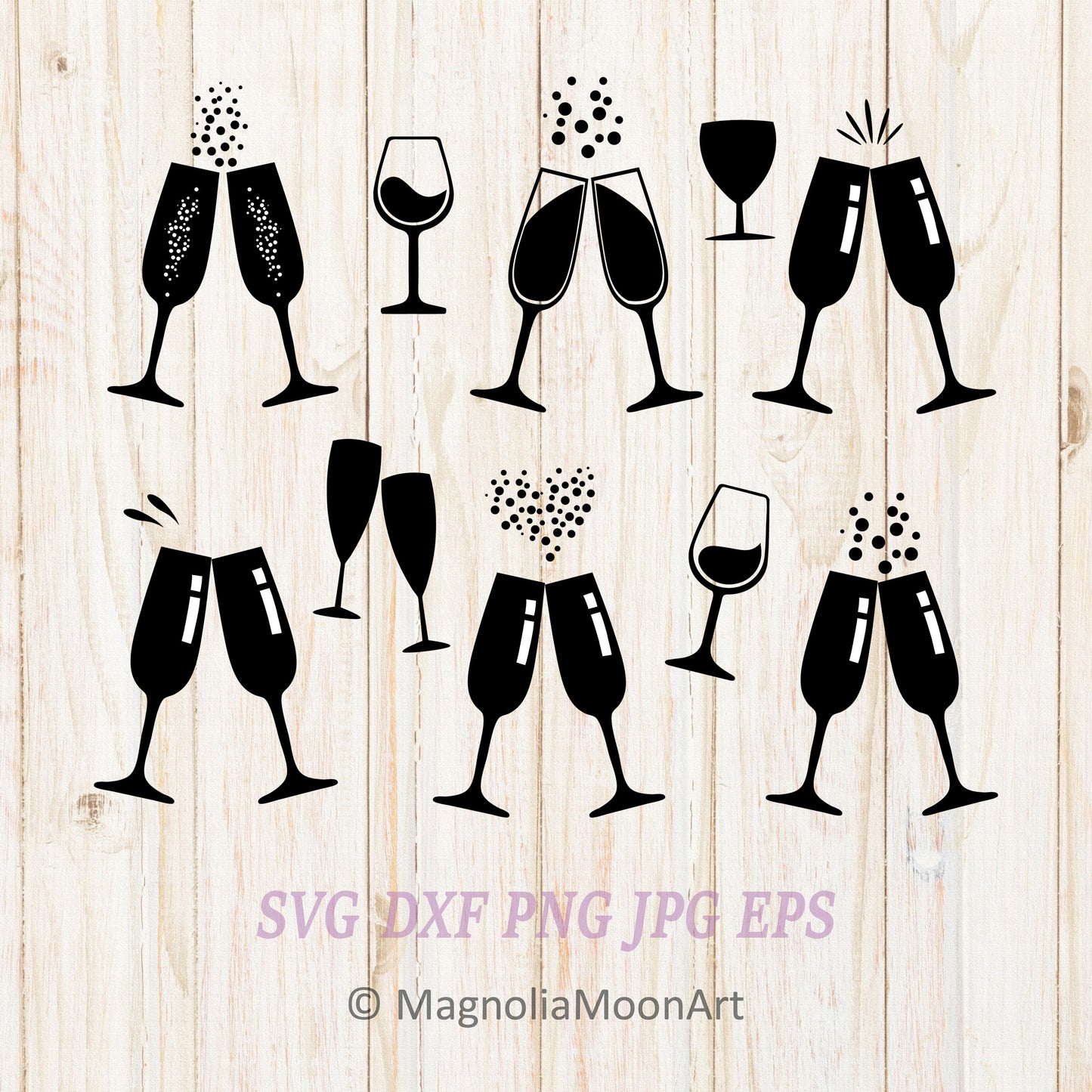 Champagne Glasses Bundle SVG