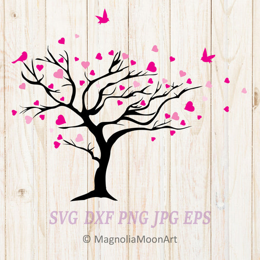 Tree with Pink Hearts SVG