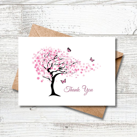 Thank You Card with a Cherry Tree