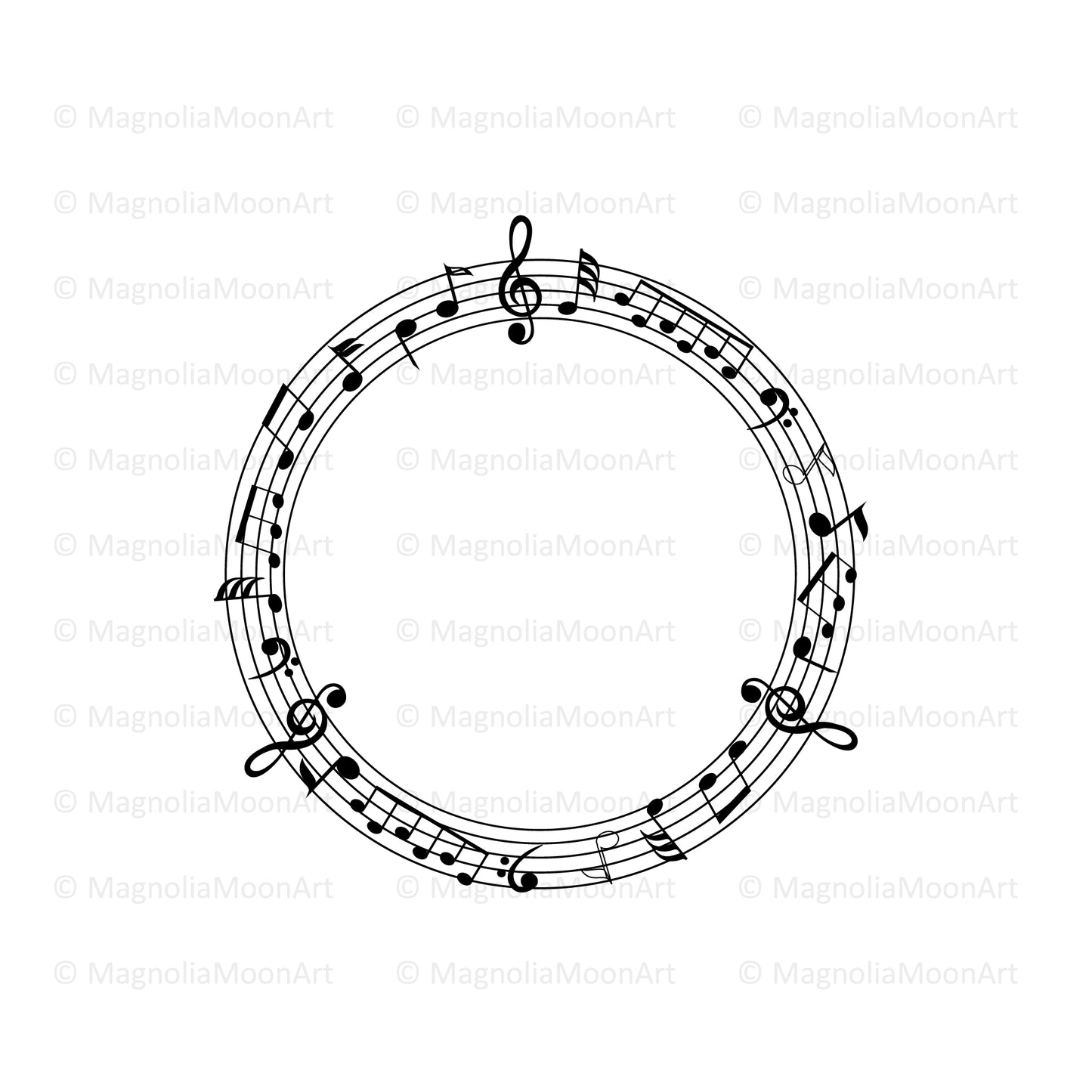 Musical Notes Circle SVG